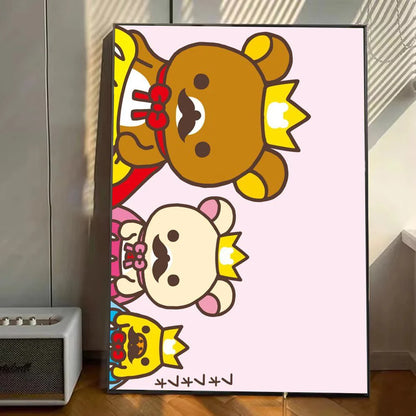 Japan Anime Cute Cartoon Rilakkuma Poster Stickers Art Wall Murals Decor Game Room Decor Gifts Kawaii HD Painting Cat Cars