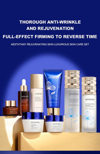Revitalizing Brightening Nourishing Luxury Skincare Set Eight Pieces Improves Skin Texture Enhances Radiance Firms and Hydrates