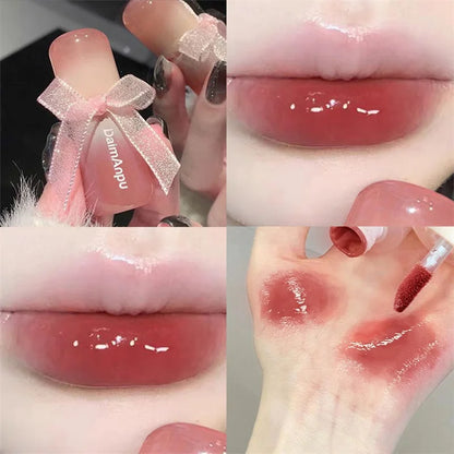 Sweet Lip Gloss Jelly Lip Glaze Moisturizing Lip Tint Mirror Waterproof Non-stick Cup Solid Makeup LipOil Lipstick Cosmetic