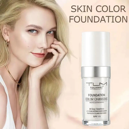 3PCs Color Changing Foundation, Temperature Liquid Foundation Naturally Blends Moisturizing Foundation Makeup Lasting Waterproof
