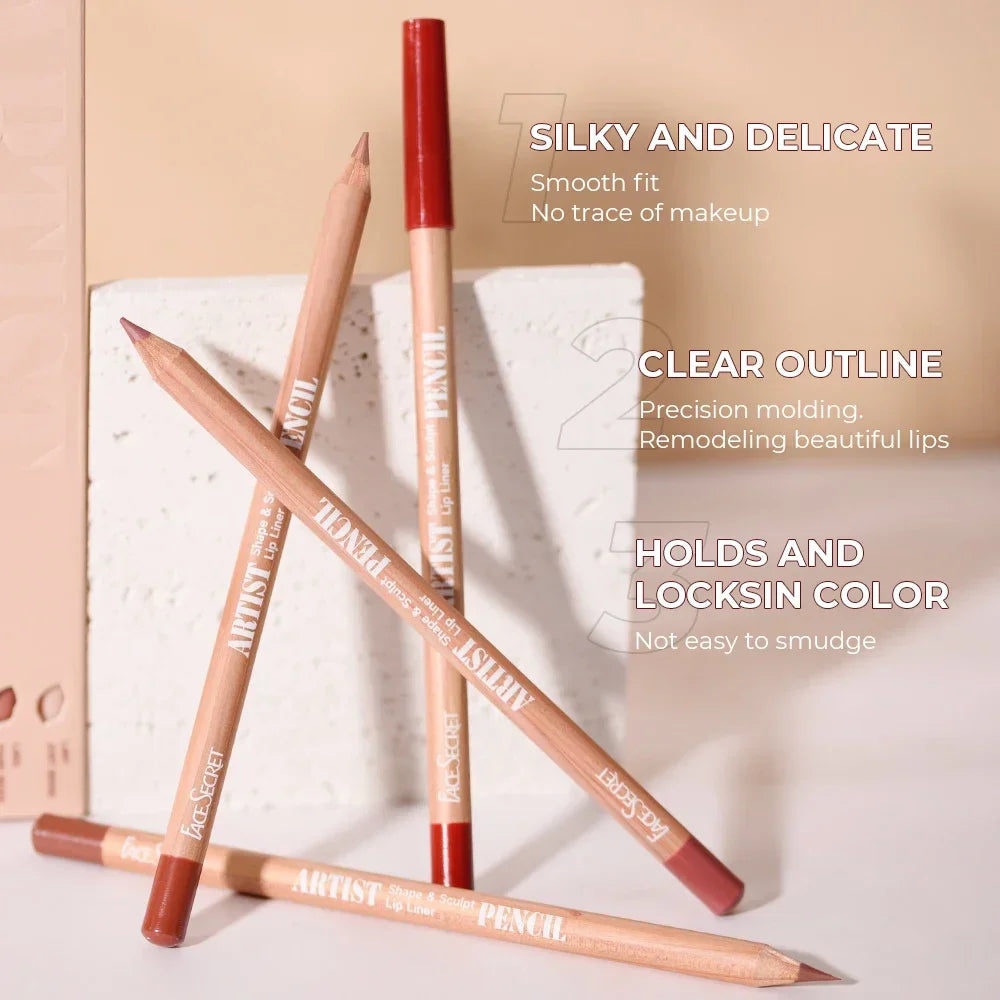 6pcs Lip Liner Pen 6 Colors Waterproof And Sweat-proof Not Easy To Fade Non-stick Cup Nude Lipstick Pencil SET