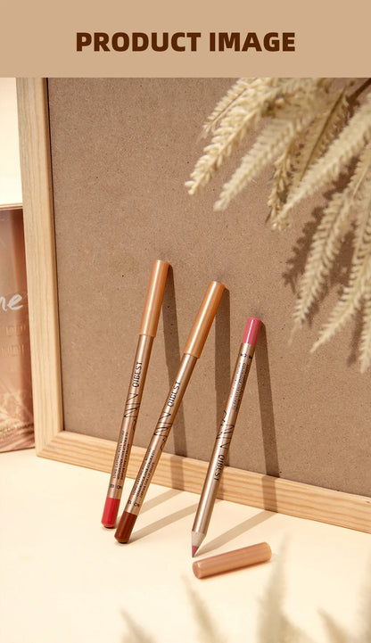 QIBEST 12 colors matte lip liner set colorful not easy to smudge long-lasting non-stick cup matte gold tube lip liner