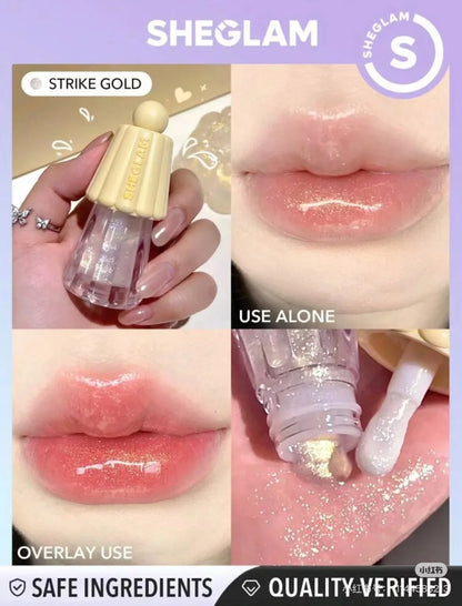 sheglam make up Lip Oil Plumping Lipgloss Long Lasting Fade Glitter Lip Glaze No-Sticky Lip Care makeup brushes