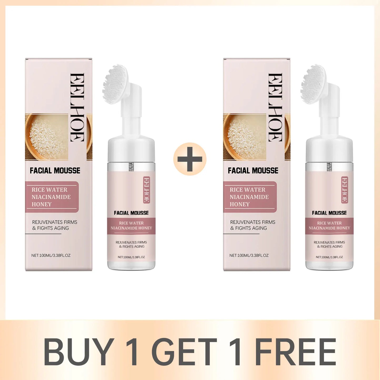Rice Facial Cleanser Exfoliating Remove Dirt Anti Acne Oil Control Deep Cleansing Pores Shrinking Brightening Cleansing Mousse
