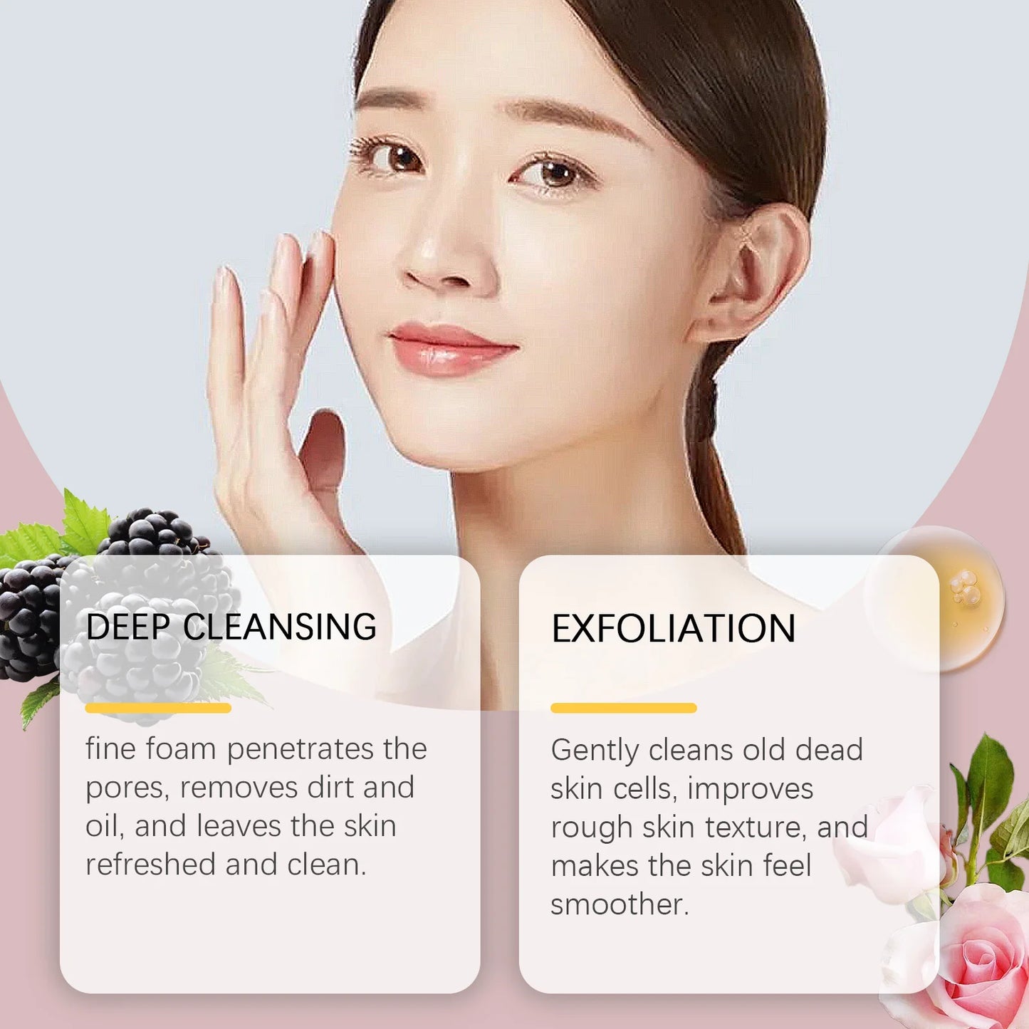 Rice Facial Cleanser Exfoliating Remove Dirt Anti Acne Oil Control Deep Cleansing Pores Shrinking Brightening Cleansing Mousse